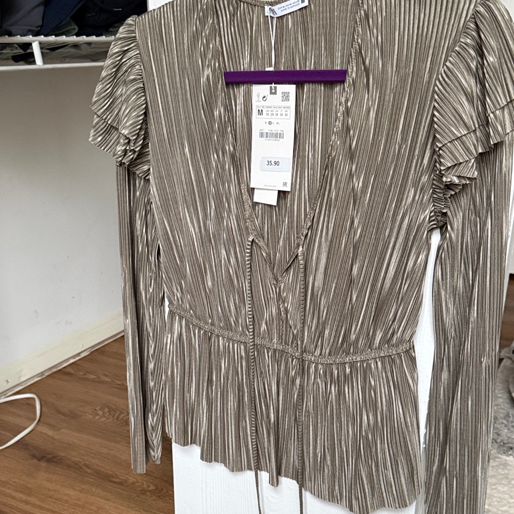 Zara Shimmering Silver Blouse